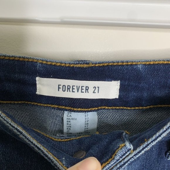 Forever 21 Womens Size 27 Blue Skinny Button Fly Distressed Denim Jeans - Picture 5 of 11